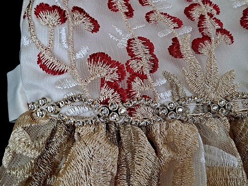 FANCY DRESS American Princess RHINESTONE BELT burgundy & gold 12 Holiday Dress - Picture 17 of 24