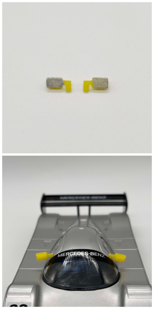 Greenhills Repro Yellow with Silver Wing Mirror Pair for Scalextric Sauber Merce