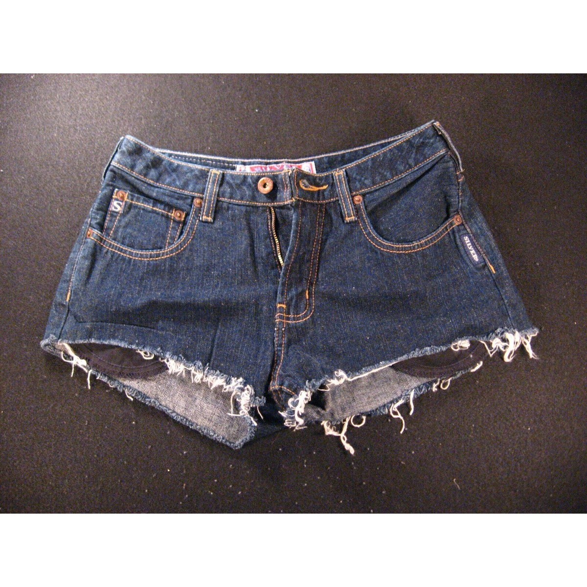 Silver CUTOFF JEANS SHORTS Cut Off Tag 29 W 26 Hot Pants Daisy