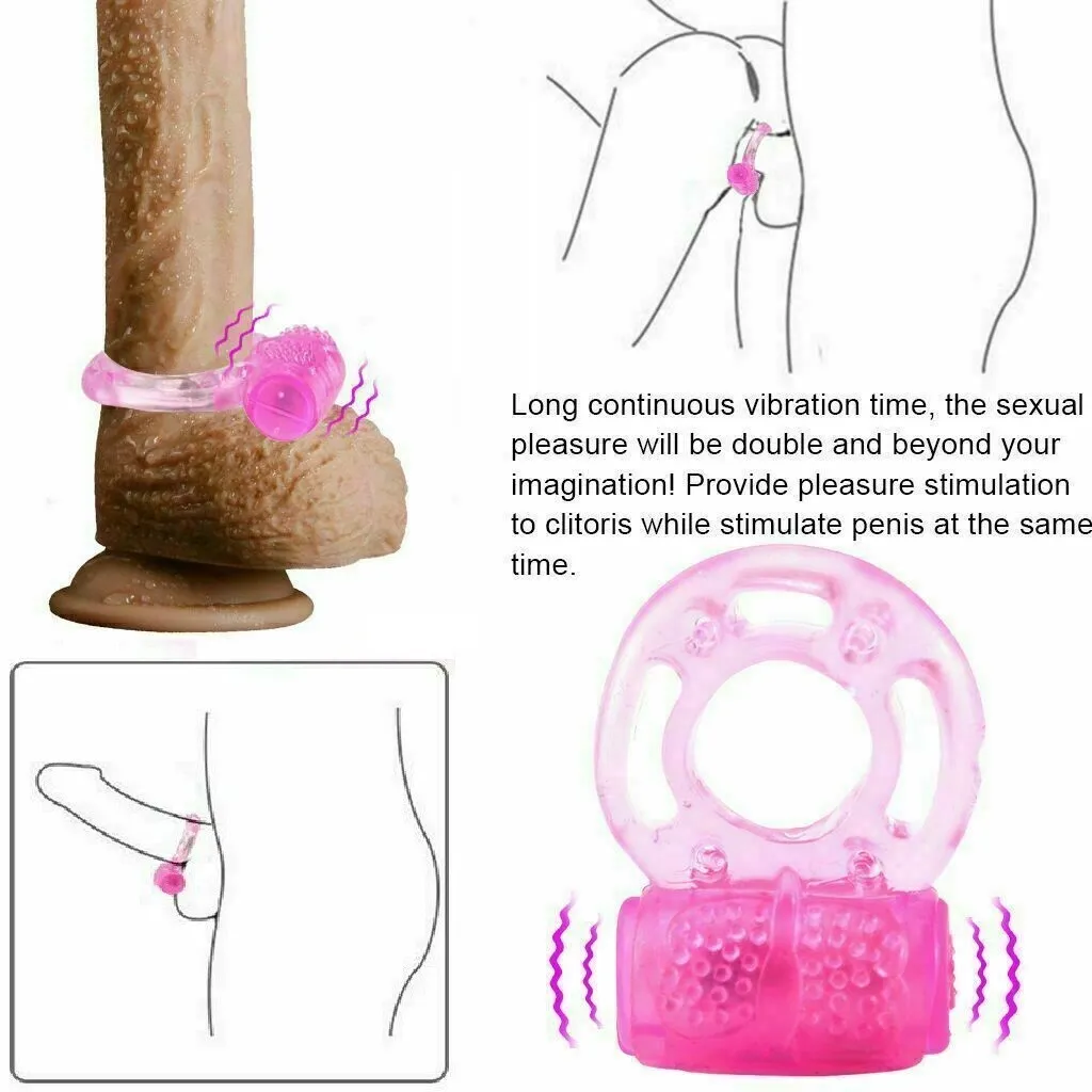 Vibrating Penis Ring Cock Ring Set + Clitoral Stimulator Waterproof Silicon Cock |