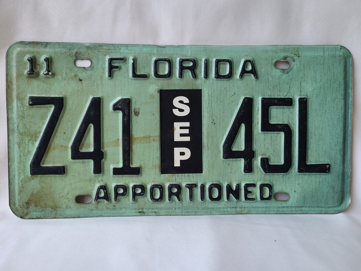 Florida Regional 2011 サイコロ Vintage 2011 Florida Apportioned License Plate 0522 | eBay