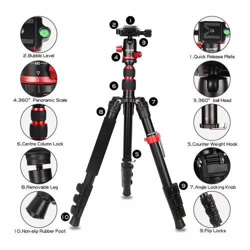 Zomei Camera Tripod Stand Travel Monopod Ball Head for Canon Nikon DSLR Camera - Picture 4 of 12