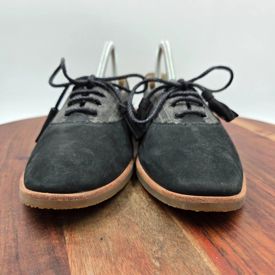 UGG Nolita Shoes Women's 7.5 Black Gray Nubuck Leather Oxford Flats Tasseled - Image 2 of 4