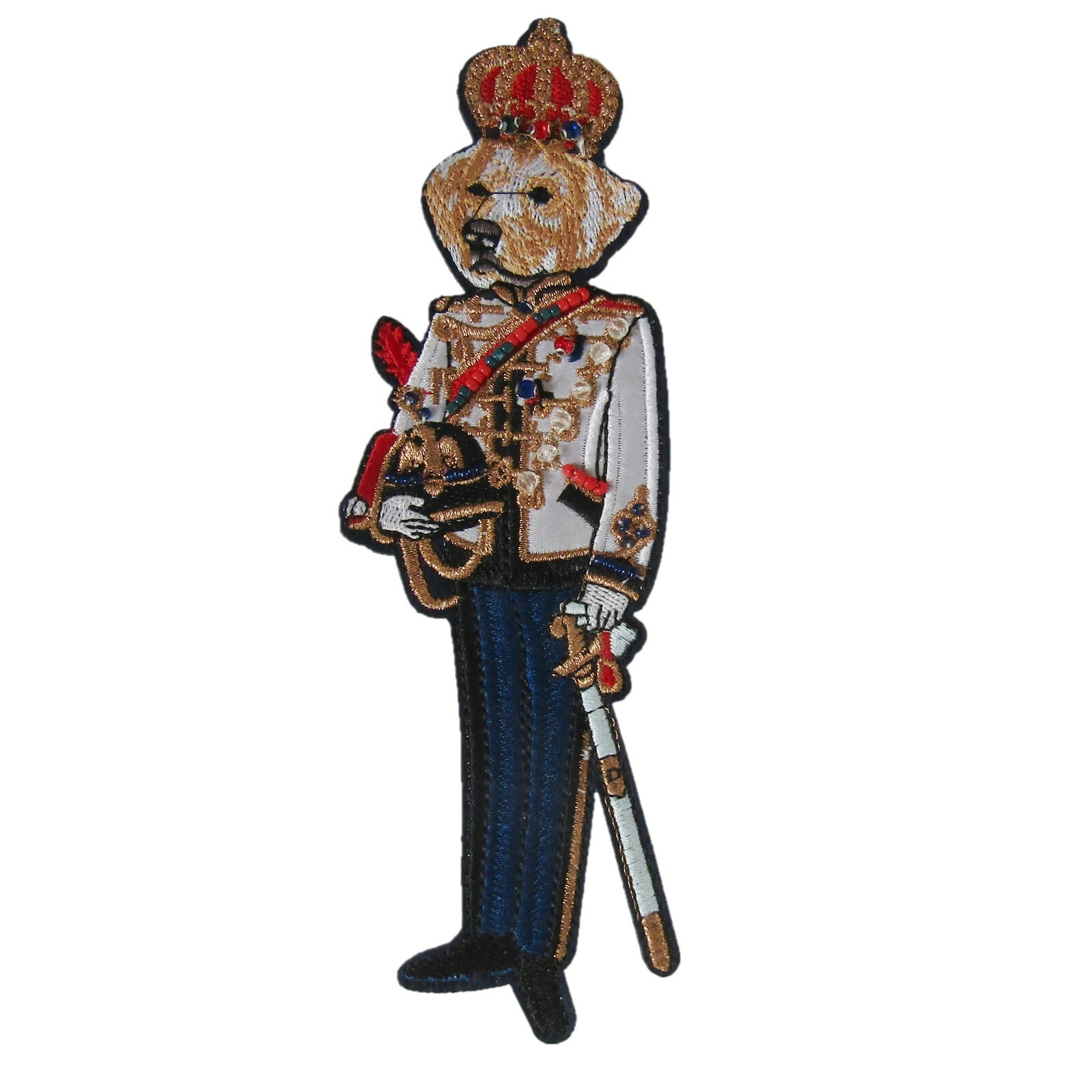 Royal Dog Beaded Embroidered Iron On Patch 20cm x 7cm P625