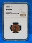 1955-D NGC Lincoln Wheat Cent Graded MS-65 RB NGC # 8345023-007