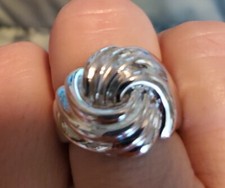 Solid .925 Sterling Silver Statement Ring Bypass Swirl Ribbed size 8