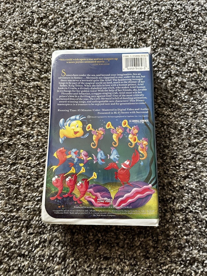 The Little Mermaid Black Diamond VHS (1989, First Edition/Original Release) Foto 2 de 4