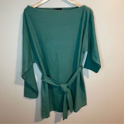 ASOS DESIGN super soft slouchy off shoulder mini dress with belt in sage  US6 | eBay