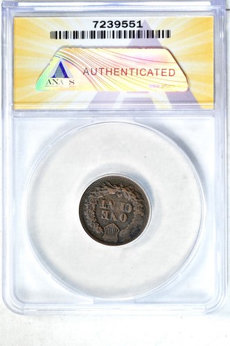 1865 1C Fancy-5 DDR FS-1801 Snow-2 Indian Head Cent ANACS VG08 Details #551 - Picture 4 of 5