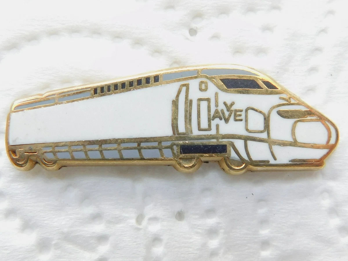 TGV - 513h Pin's Pins / beau et rare : thème TGV / MOTRICE TGV BLEUE ET ARGENT par DECAT