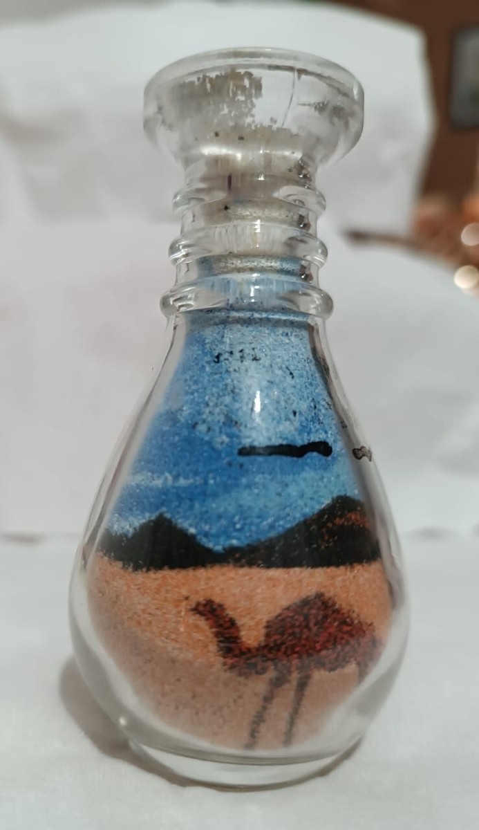 SAND GLASS BOTTLE JORDAN DESERT ART HAND MADE HOME DECOR SMALL