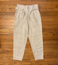 Reformation Belted Linen Pants Beige size: 2