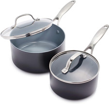 Valencia Pro 1.66QT & 3.3QT Hard Anodized Nonstick Saucepan Set, Gray