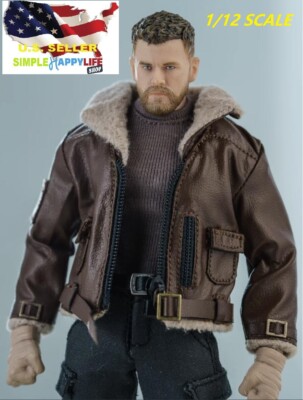 1/12 brown Leather Fur Jacket for 6'' figure SHF Nota Mezco MixMax PHICEN  USA 