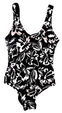 Hurley Swimsuit Small Petite SP Black White One Piece Floral Floral Beach Cruise