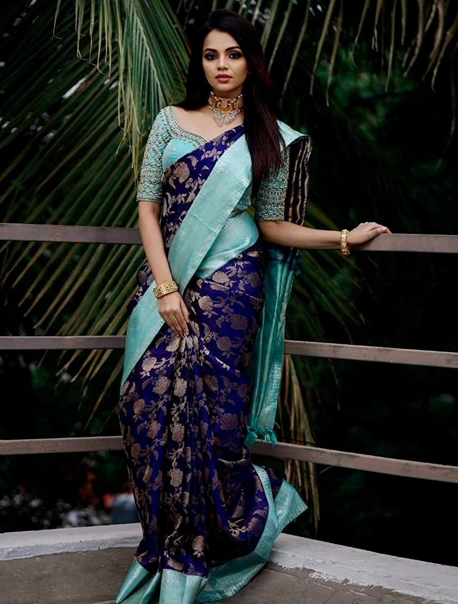 Kanchipuram Silk saree wedding party wear Indian bollywood formal Designer  sari