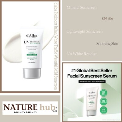 d'alba Piedmont Italian White Truffle Waterfull Mild Sunscreen 1.69 oz / 50ml