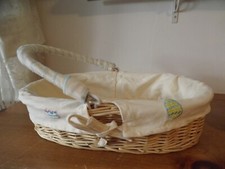 oval wicker EASTER BASKET lined with embroidered eggs 14"x10"x3.5" BAIL HANDLE