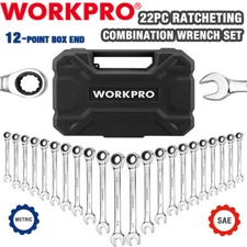 WORKPRO 22-Piece Ratcheting Combination Wrench Set 72 Teeth CR-V Metric & SAE