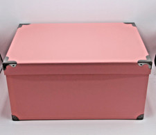 10 Storage Boxes Strong Durable With Lid & Handles Home Office - Purple or Pink