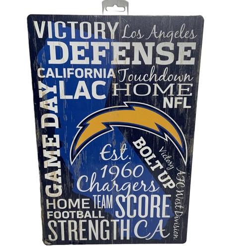 LOS ANGELES CHAGERS NFL BOLT UP 11”x17” WOOD SIGN GAME ROOM FAN CAVE Sign New - Picture 2 of 3