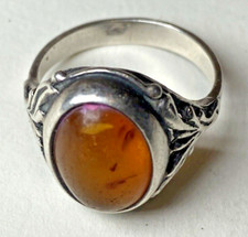 Natural Baltic Amber Ring 925 Sterling Silver Handmade Ring Size 6.25 Girl Lady