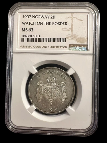 Norway 2 Kroner 1907 -NGC MS 63 - Border Watch Coin Given To Soldiers