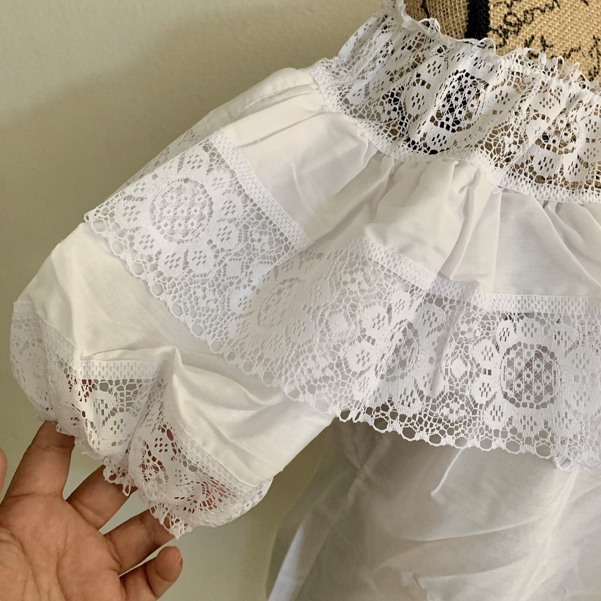 Mexican Lace Peasant Style OTS Top NEW XL | eBay
