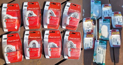 NEW Lot of 17 Belkin F8V100-15-IV F8V100-12-WH Phone Line Cord 15  & 12' 26Gauge
