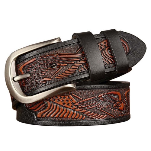 Style Cowboy Men Waist Strap Men Belts Buckle Waistband Genuine Leather Belts - Picture 13 of 26