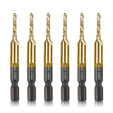 6-Pc 6-32NC Combination Drill Tap Bit Set SAE 6-32NC Thread Size Titanium Coated
