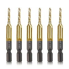 6-Pc 6-32NC Combination Drill Tap Bit Set SAE 6-32NC Thread Size Titanium Coated