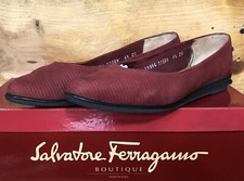 Salvatore Ferragamo Boutique Camel Nabuck Calf Bang Red Flats 6.5 AA Vintage