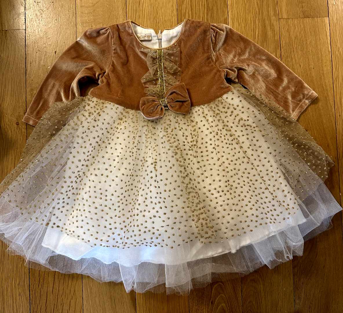 Baby Girl 18M Acabella Formal Gold/Cream Bow Dress | eBay