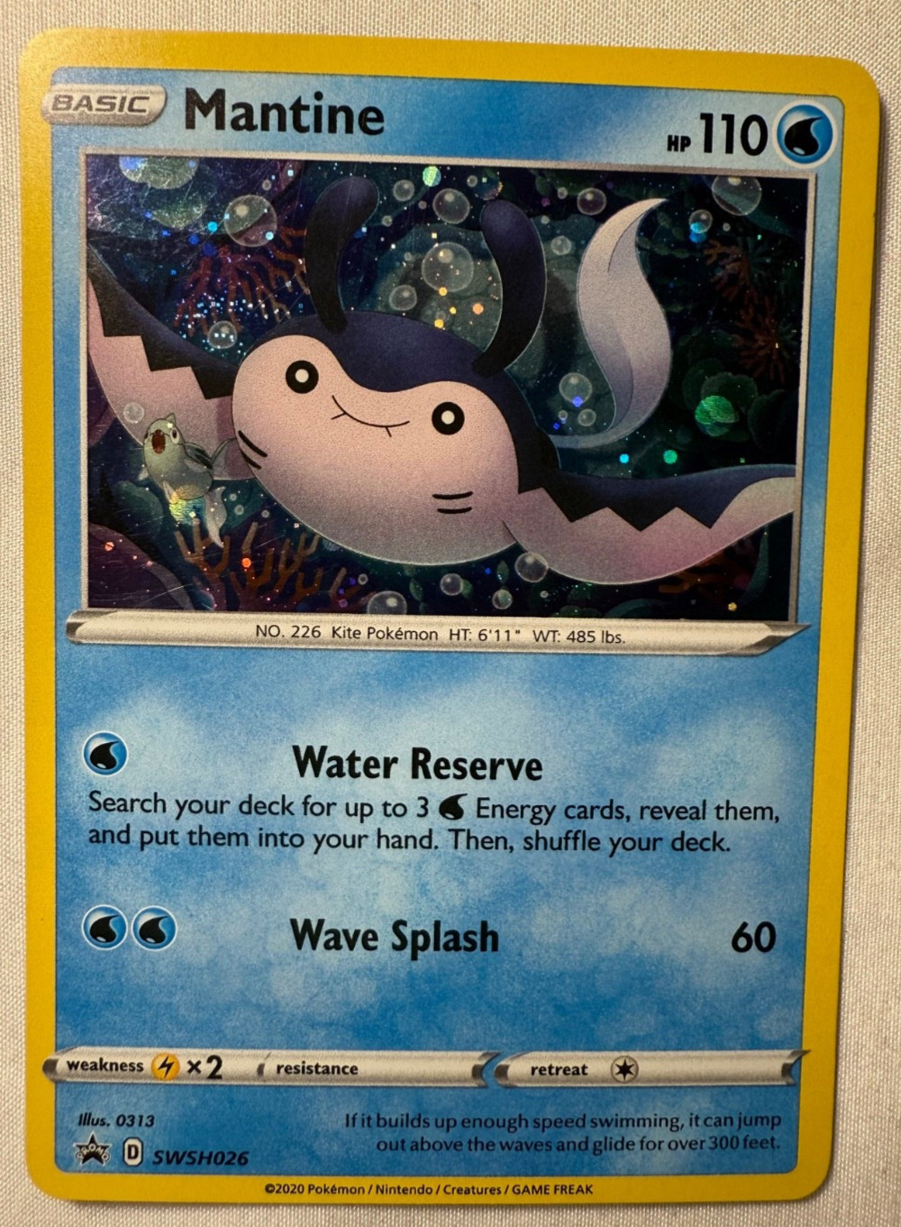 Mantine SWSH026 Promo Card Holo Pokémon 2020 SWSH: Sword & Shield
