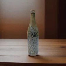 Hand Painted Hand Crafted Grapes Wine Bottle Collectible Decor