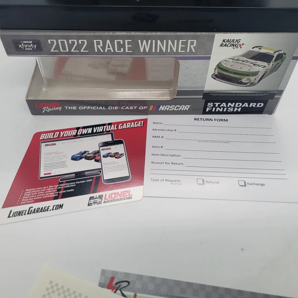 2022 #16 AJ Allmendinger Nutrien Solutions Camaro 1:24 Lionel Autografiado Certificado de Autenticidad Foto 3 de 4