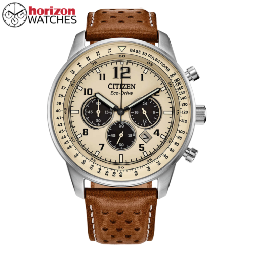 Citizen Eco-Drive Weekender, Chrono Stainless Leather Quartz Watch - CA4500-08X - Picture 1 of 7