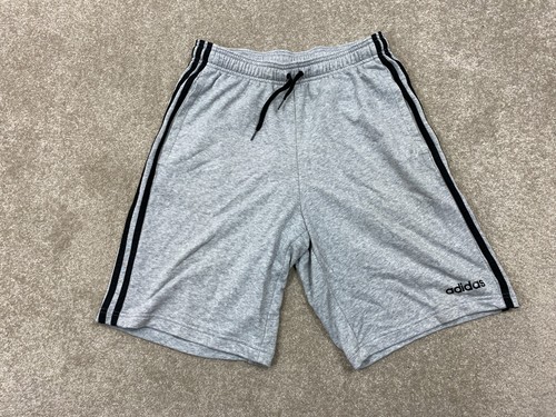 adidas Shorts Mens Size M Grey Cotton 3 Black Stripes Sports Shorts W30" - Picture 3 of 17