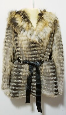 Neiman Marcus GORSKI FOX Real Fur COAT Size S Small Black $6500