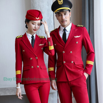 Pilot Costume Seaman Us Navy Captain Uniform Single-breasted Jacket Pants Suits