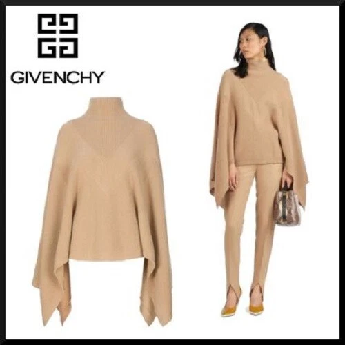GIVENCHY Maglione Poncho Cammello Beige Cashmere Imbuto Scollo Tartaruga Capo S = 4 6 ?