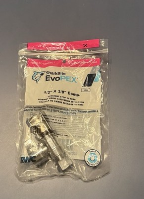 4EA Of SharkBite EvoPEX K23037 1/2x3/8 od comp. 1/4 turn straight stop