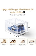 3 Clear Stackable Shoe Boxes, Storage Boxes, With Door, 13.8  x 9.84  x 7.1  - NEW