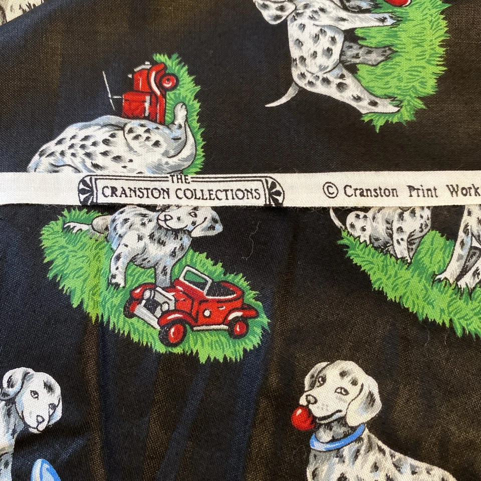 Cranston de tela de algodón para perros cachorros de estación de bomberos dálmata de colección por media yarda Foto 2 de 4