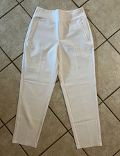 Athleta White Stretch Dress Pants Flat Front Tapered Leg Polyester Elastane 6