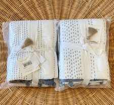 NEW Serena  Lily Ryebrook Euro Pillow Shams Set of 2 -Dusty Blue/White