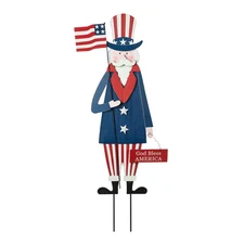 36 In. H Wooden Patriotic Uncle Sam Yard Stake or Wall Decor or Porch Decor (KD,