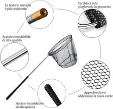 Retino Da Pesca Pieghevole - Guadino Leggero Per Pesci Con Manico In Alluminio - Foto 11