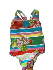Girls Sand N Sun One Piece Bathing Suit Sz 4 green pink yellow